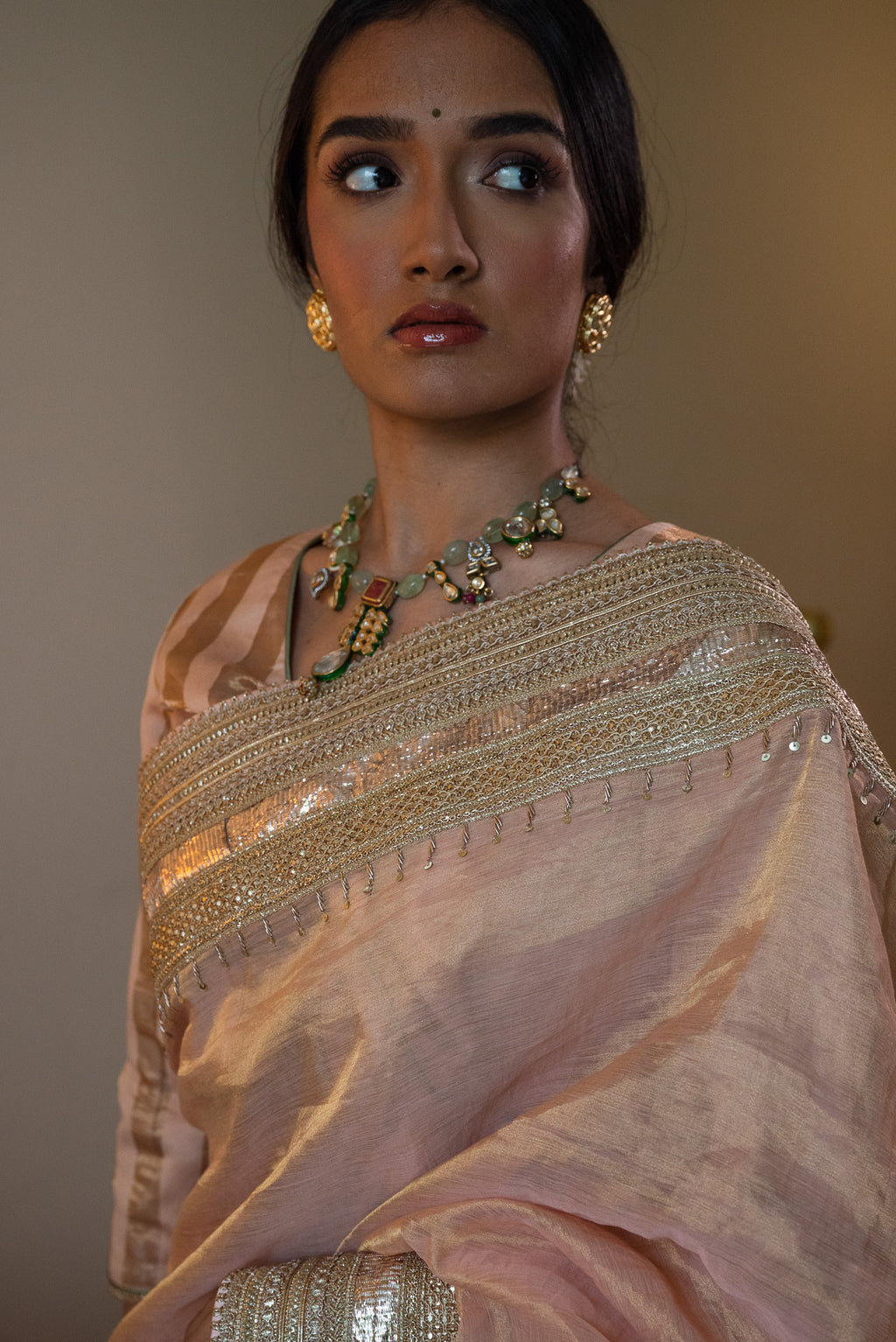 Chashme Shahi Tissue Saree in Ash Pink