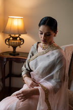 Nurjahan Organza Saree in Rose Pink