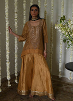 Begum kurta in Antique Gold Tissue with Tissue Garara