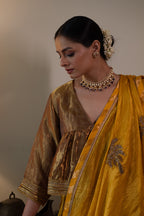 Golshan Saree in Yellow Pin Stripes