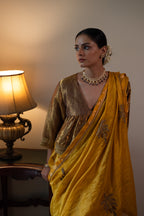 Golshan Saree in Yellow Pin Stripes