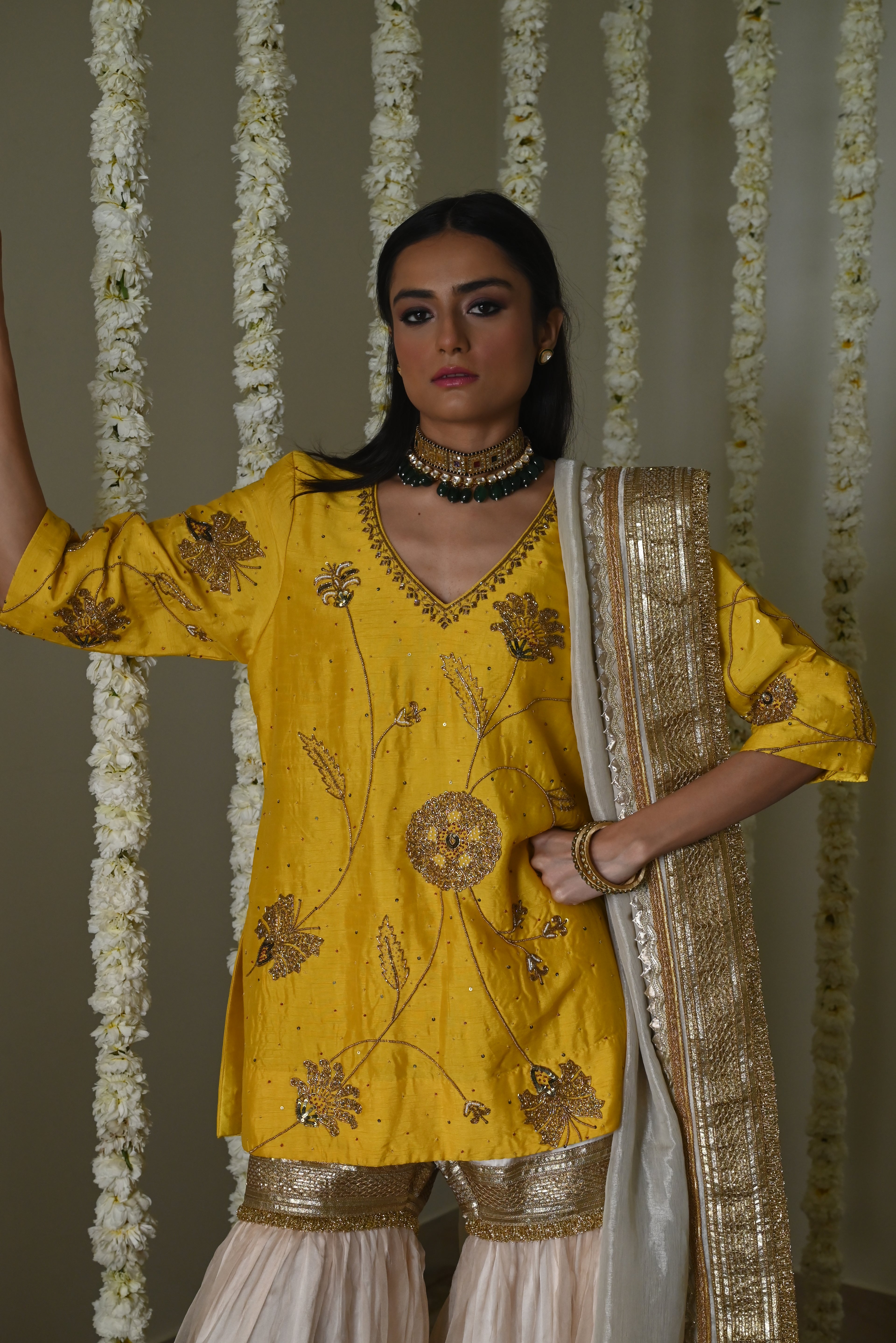 Jahan Ara kurta in Yellow with Sharara