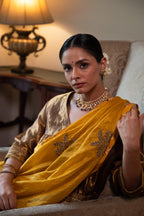 Golshan Saree in Yellow Pin Stripes