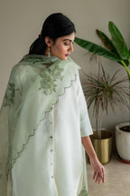Mandarin Shirt Kurta In Ivory Linen With Pants