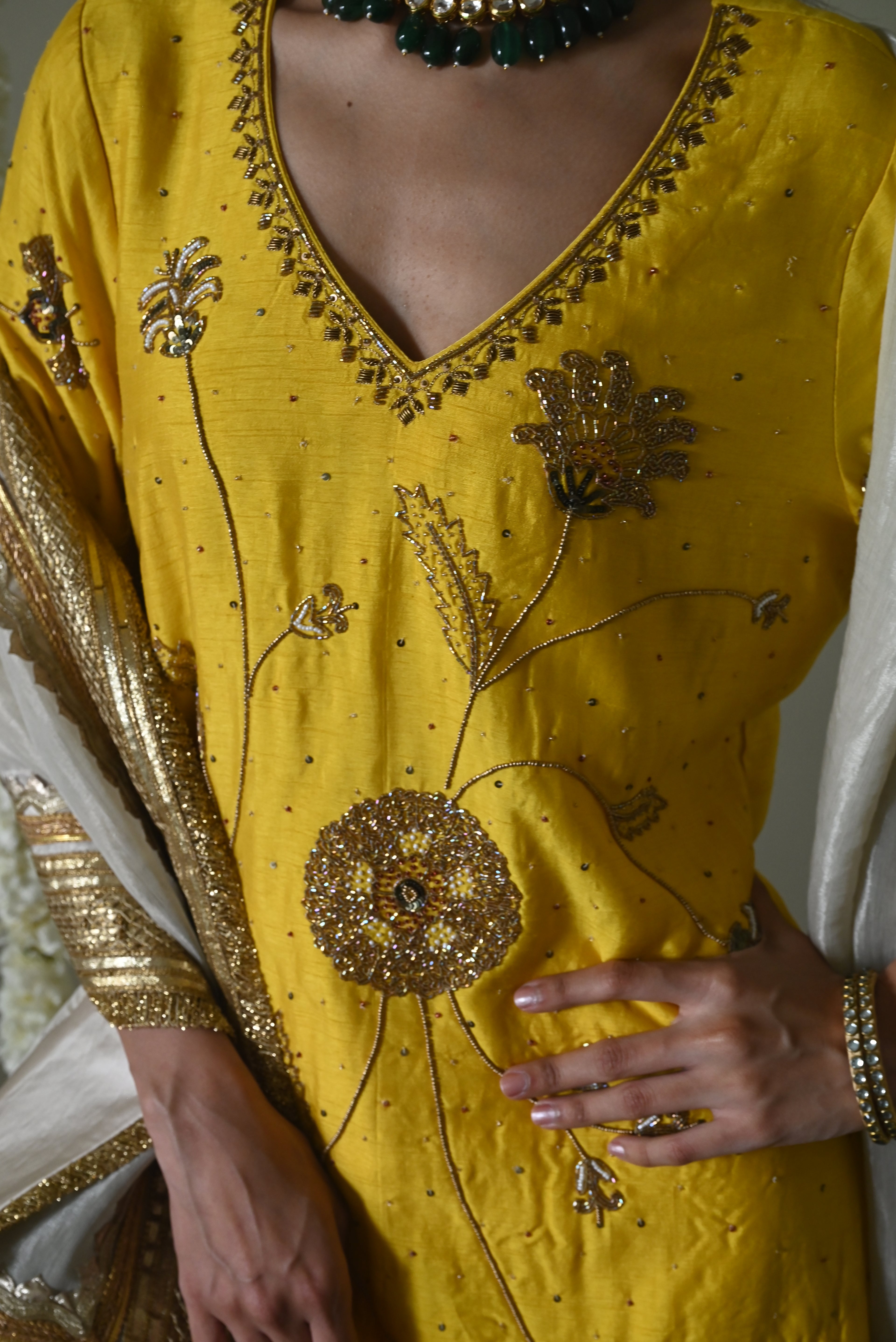 Jahan Ara kurta in Yellow with Sharara