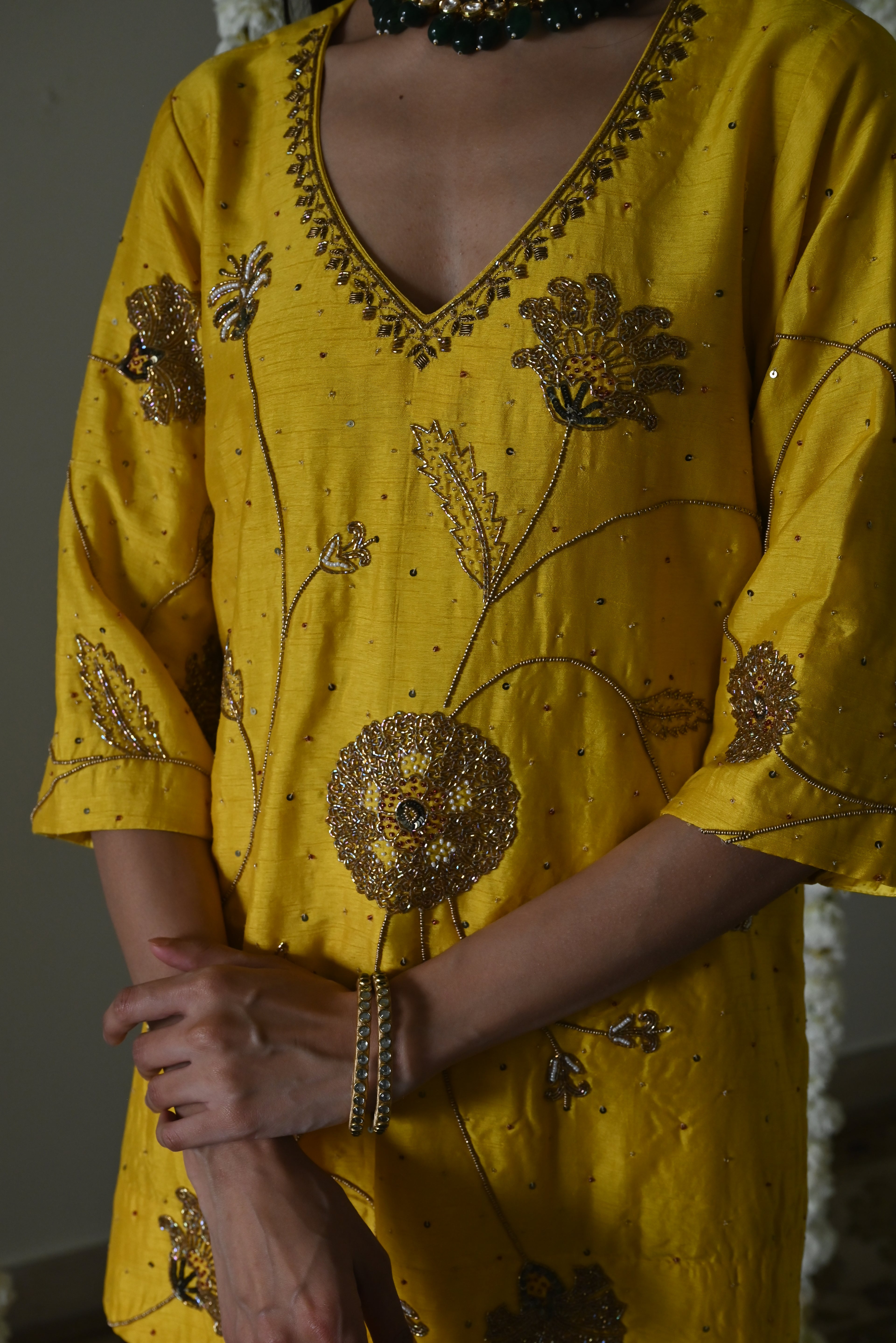 Jahan Ara kurta in Yellow with Sharara