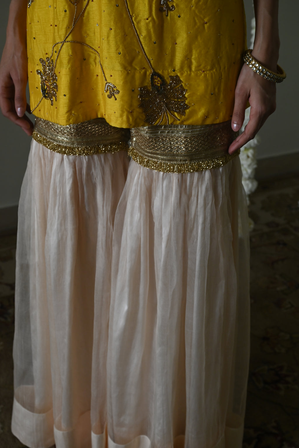 Jahan Ara kurta in Yellow with Sharara