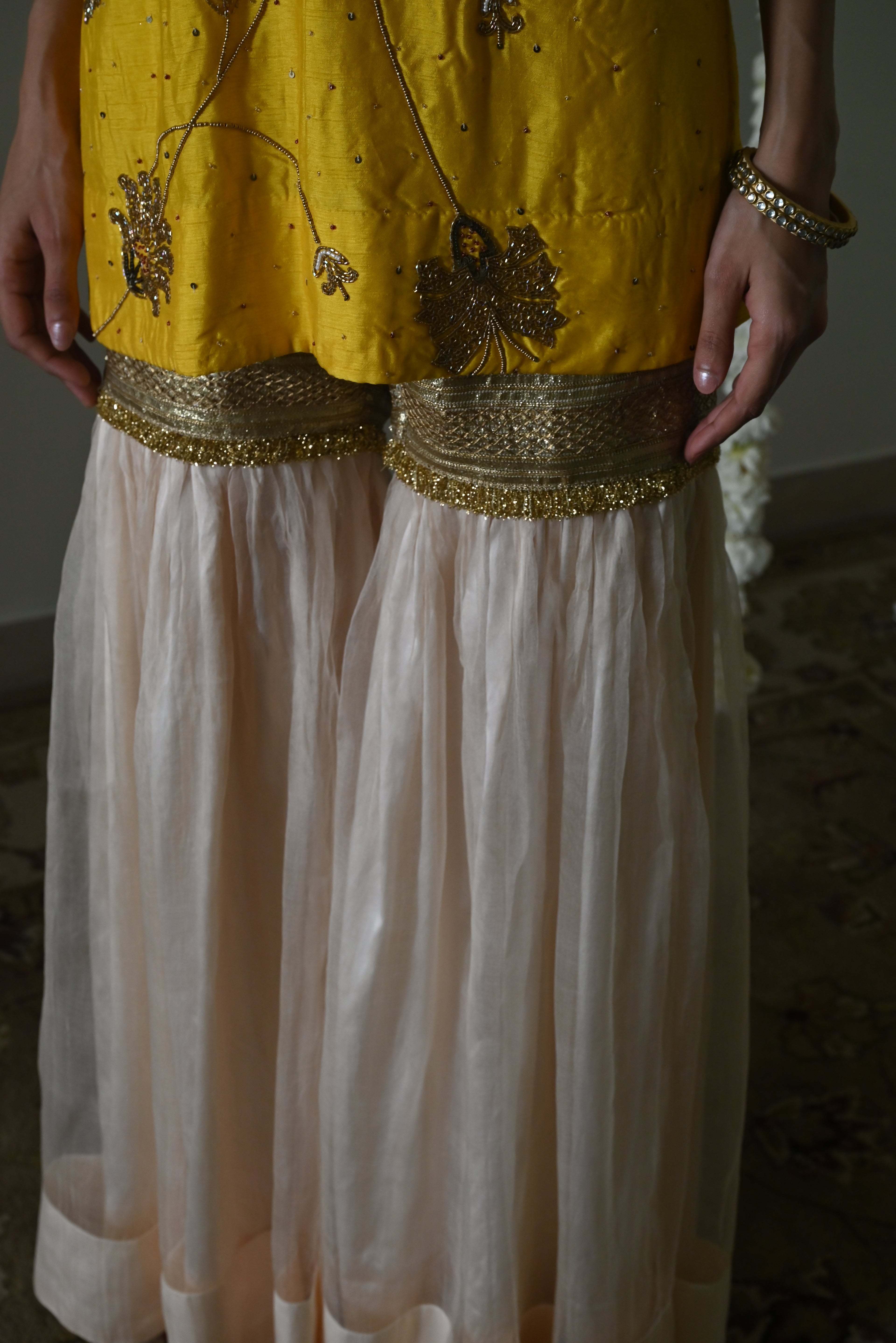 Jahan Ara kurta in Yellow with Sharara
