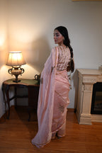 Golshan Saree in Ash Pink Pin Stripes