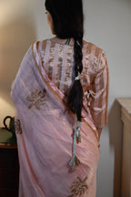 Golshan Saree in Ash Pink Pin Stripes