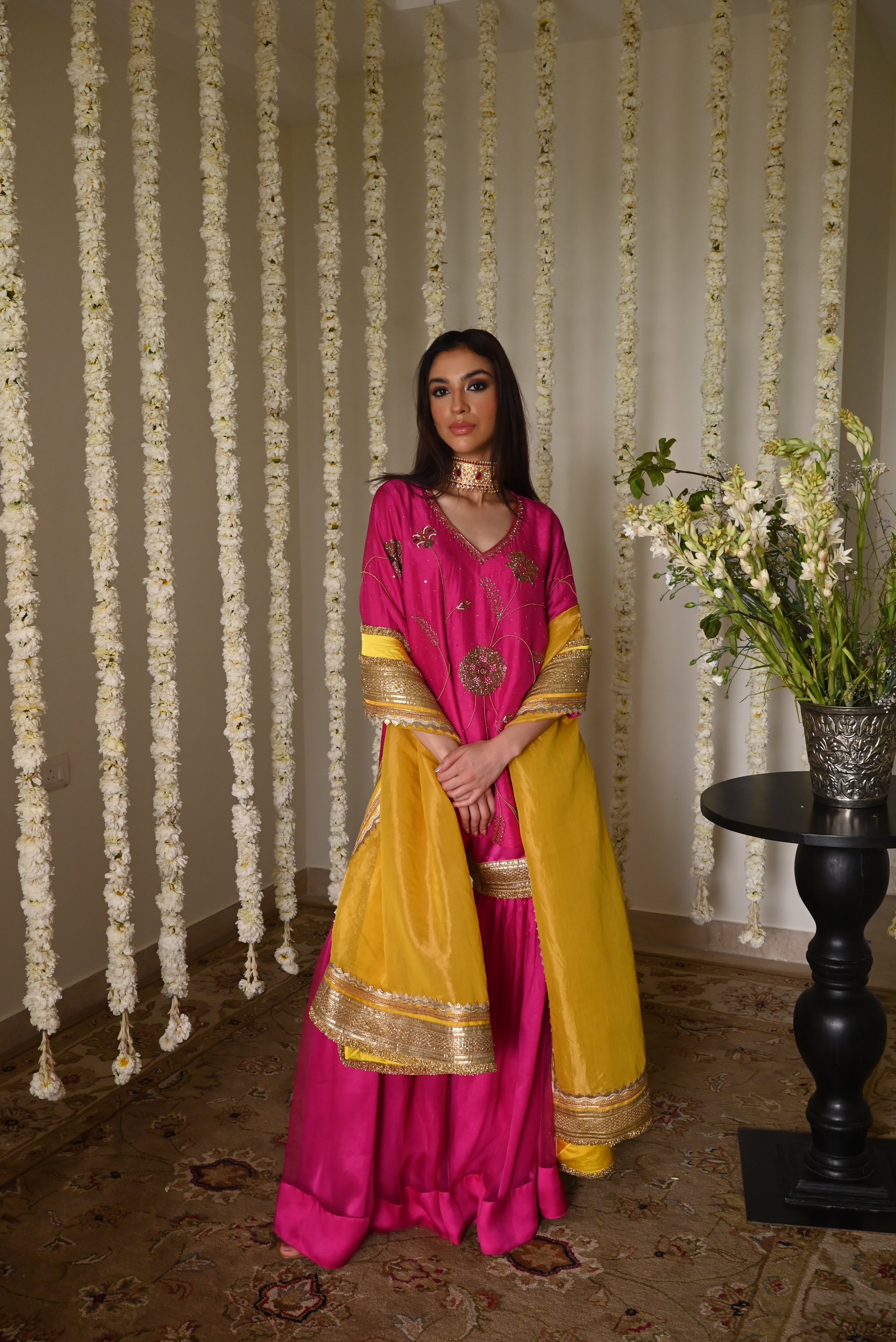 Amal Dupatta in Yellow Tissue
