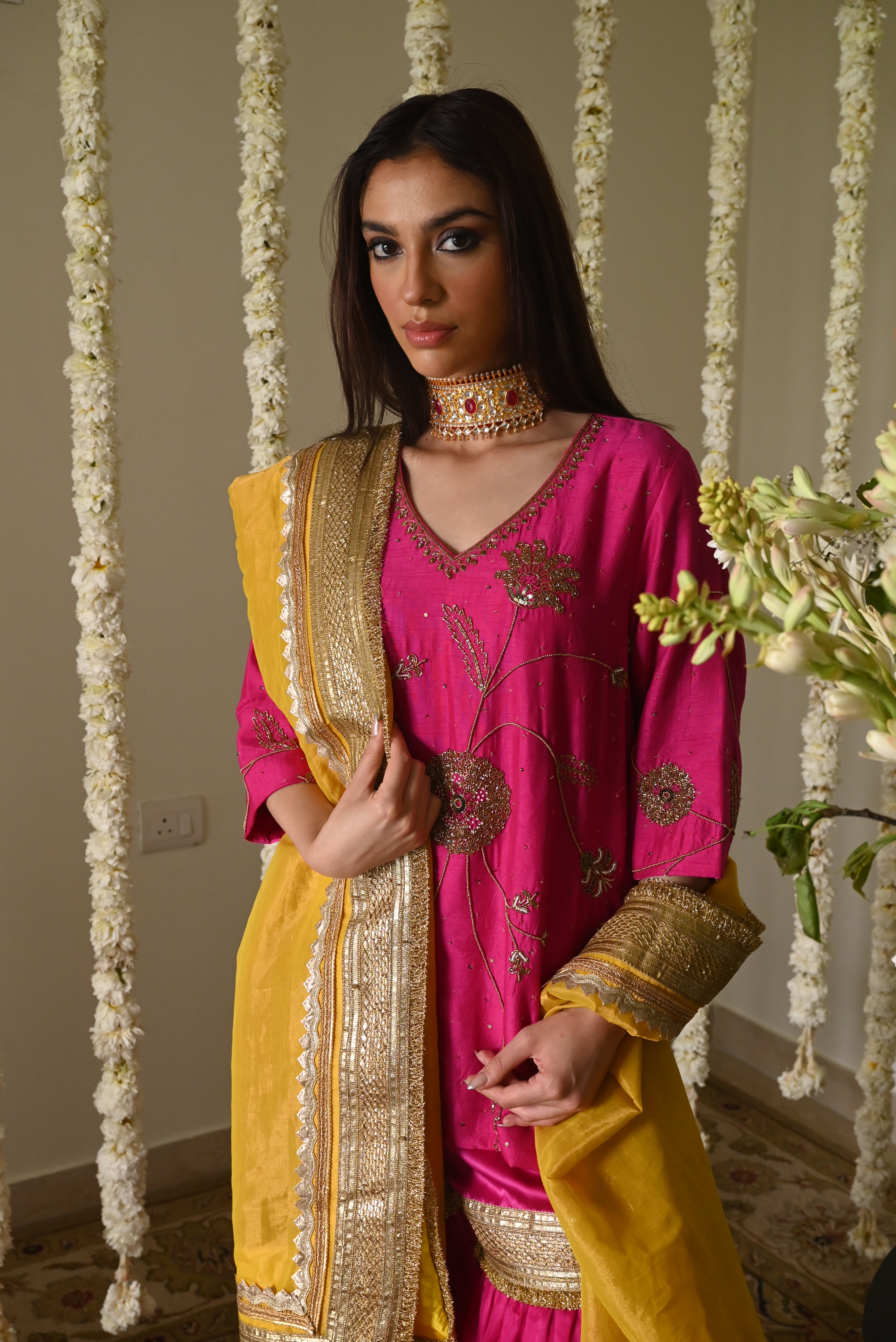 Amal Dupatta in Yellow Tissue