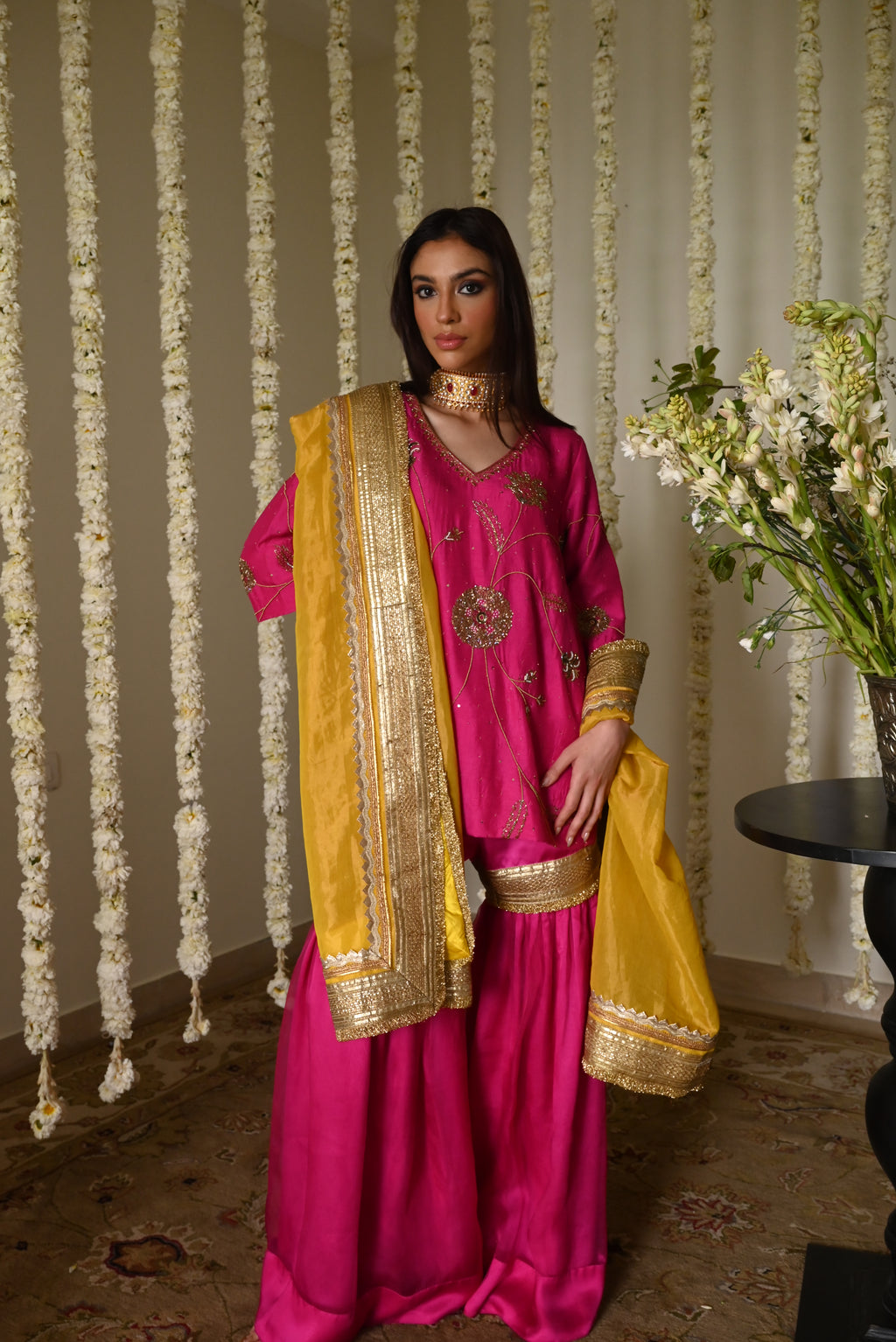 Amal Dupatta in Yellow Tissue
