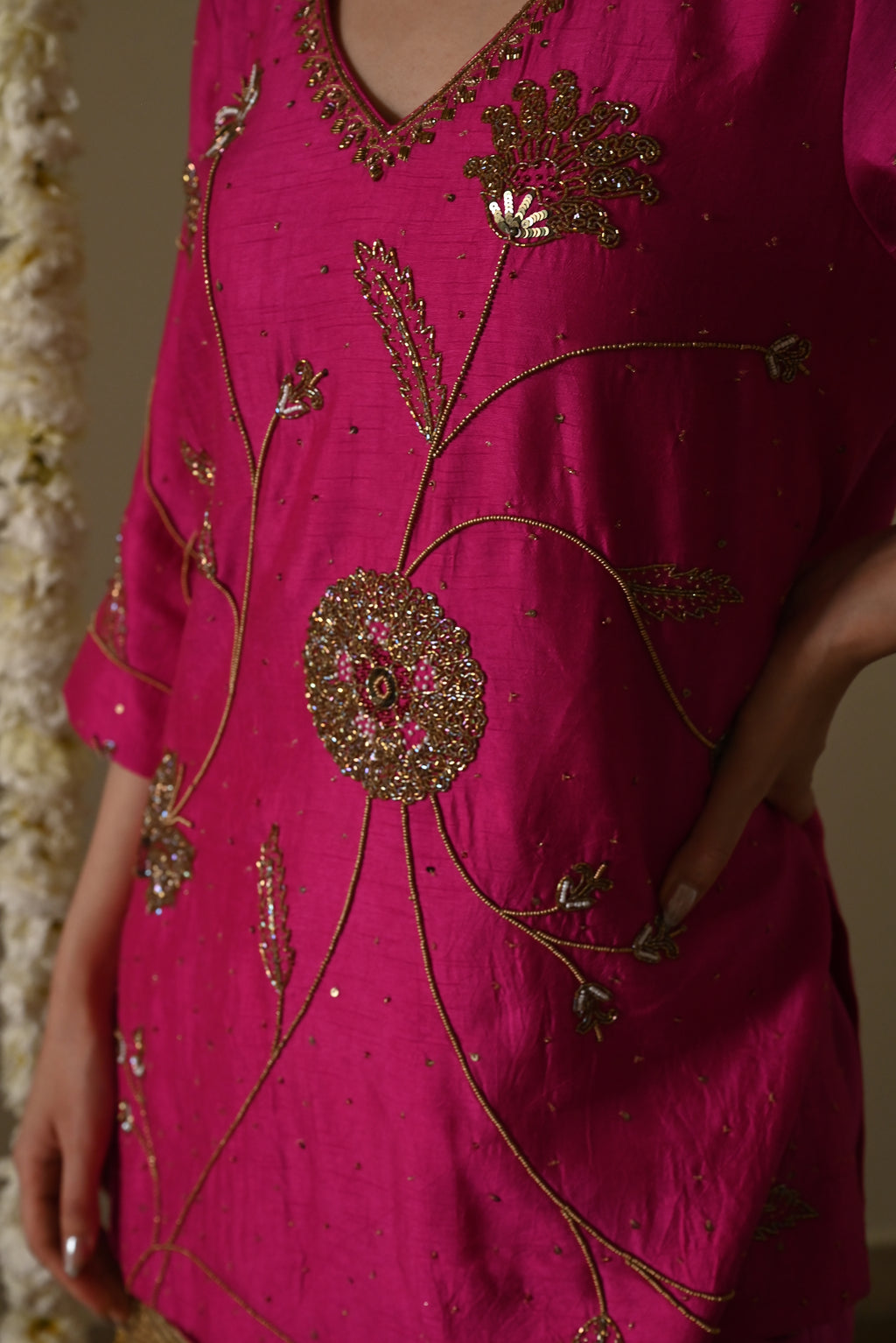 Jahan Ara kurta in Hot Pink with Sharara