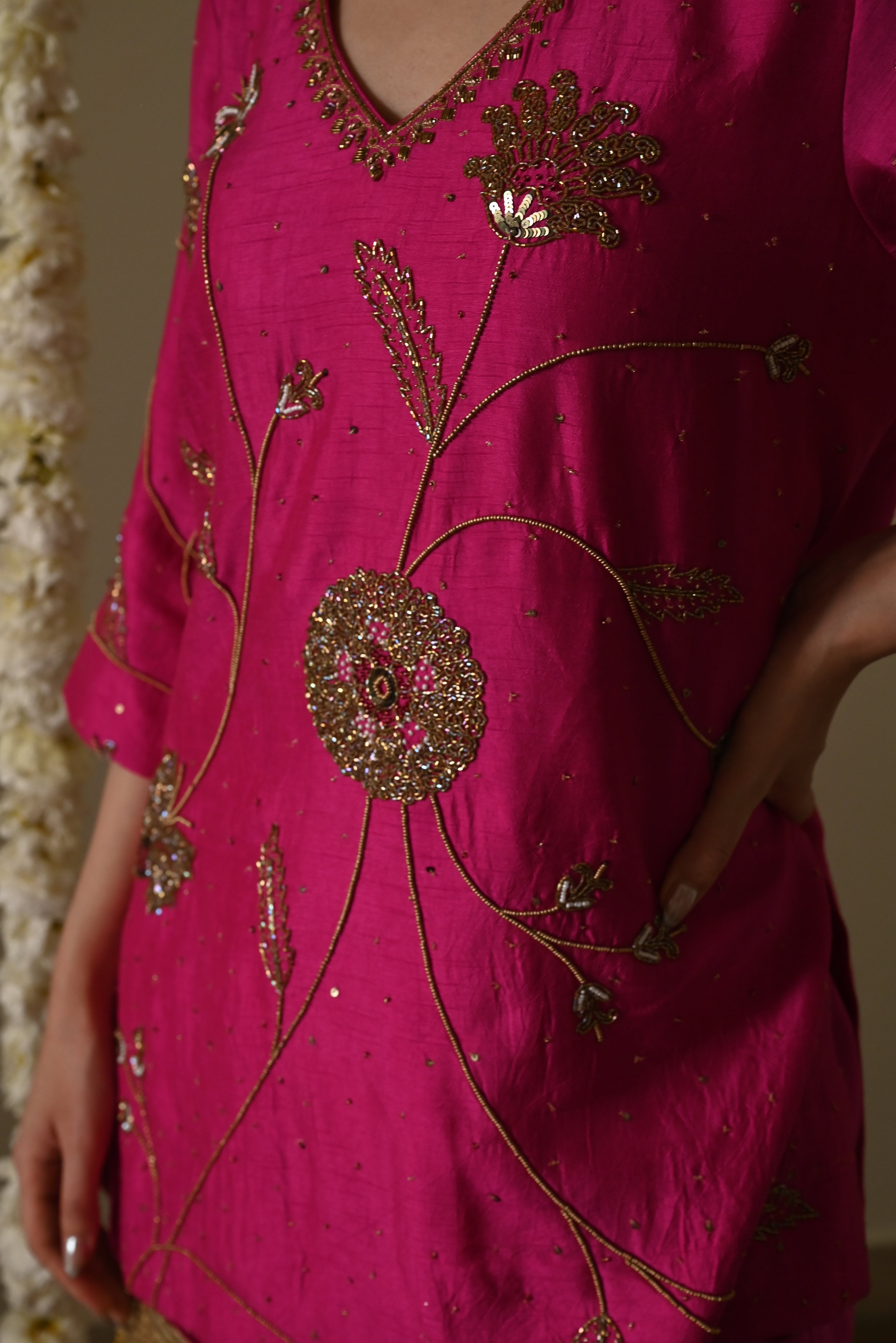 Jahan Ara kurta in Hot Pink with Sharara