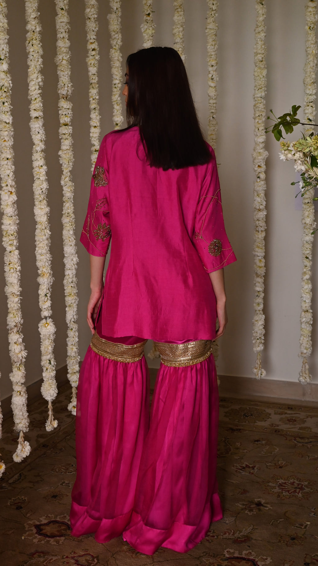 Jahan Ara kurta in Hot Pink with Sharara