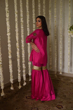 Jahan Ara kurta in Hot Pink with Sharara