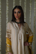 Sushma Anarkali in Deep Ivory Satin Silk
