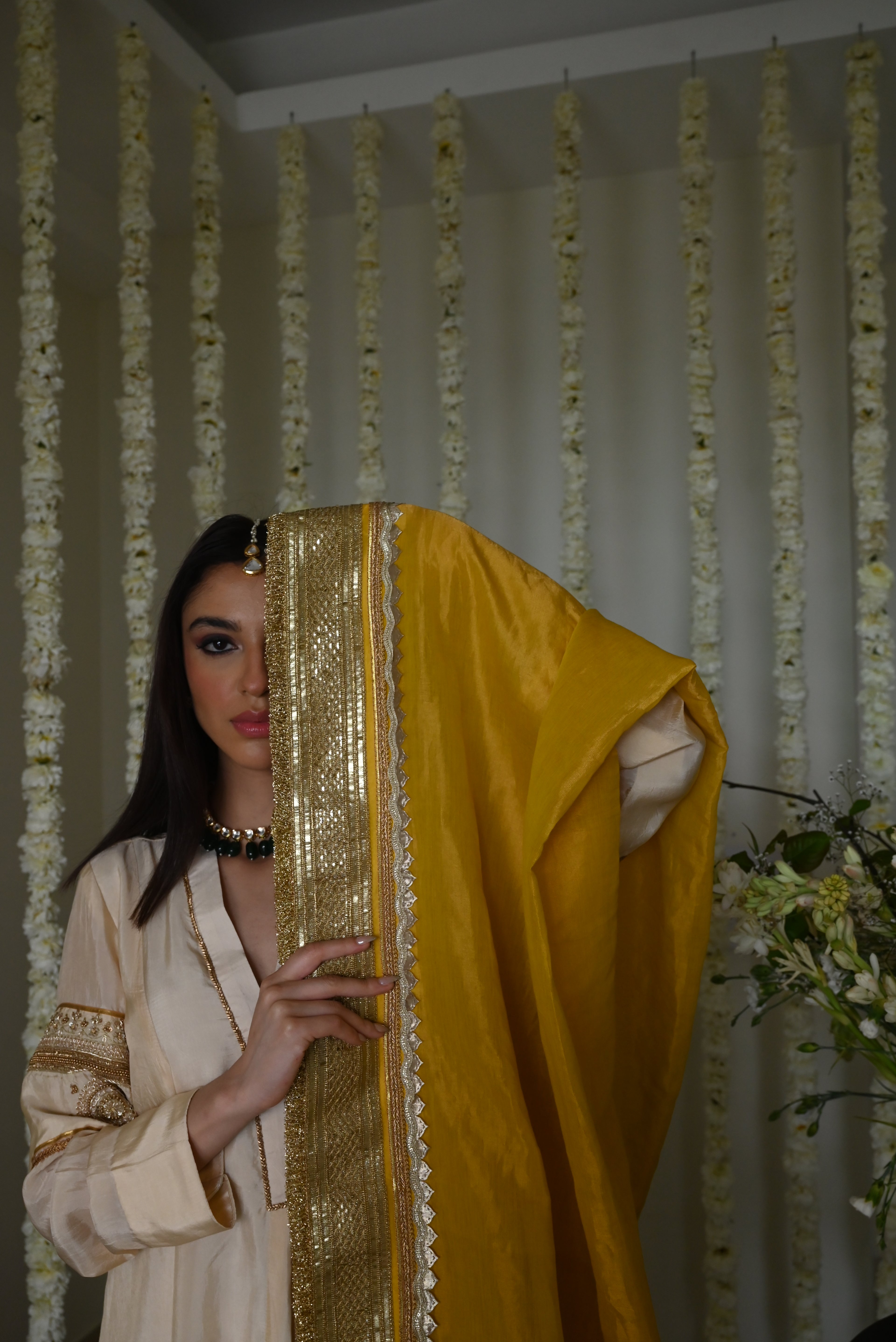 Amal Dupatta in Yellow Tissue
