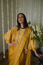 Desi Girl Ready to Wear Saree in Ochre with Batwing Blouse