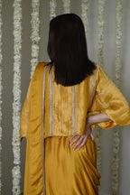 Desi Girl Ready to Wear Saree in Ochre with Batwing Blouse