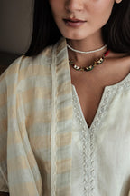 Stole In Ivory Tissue Stripes