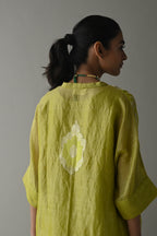 Shahi Kaftan in Neon Green Brocade with Neon Green Pant