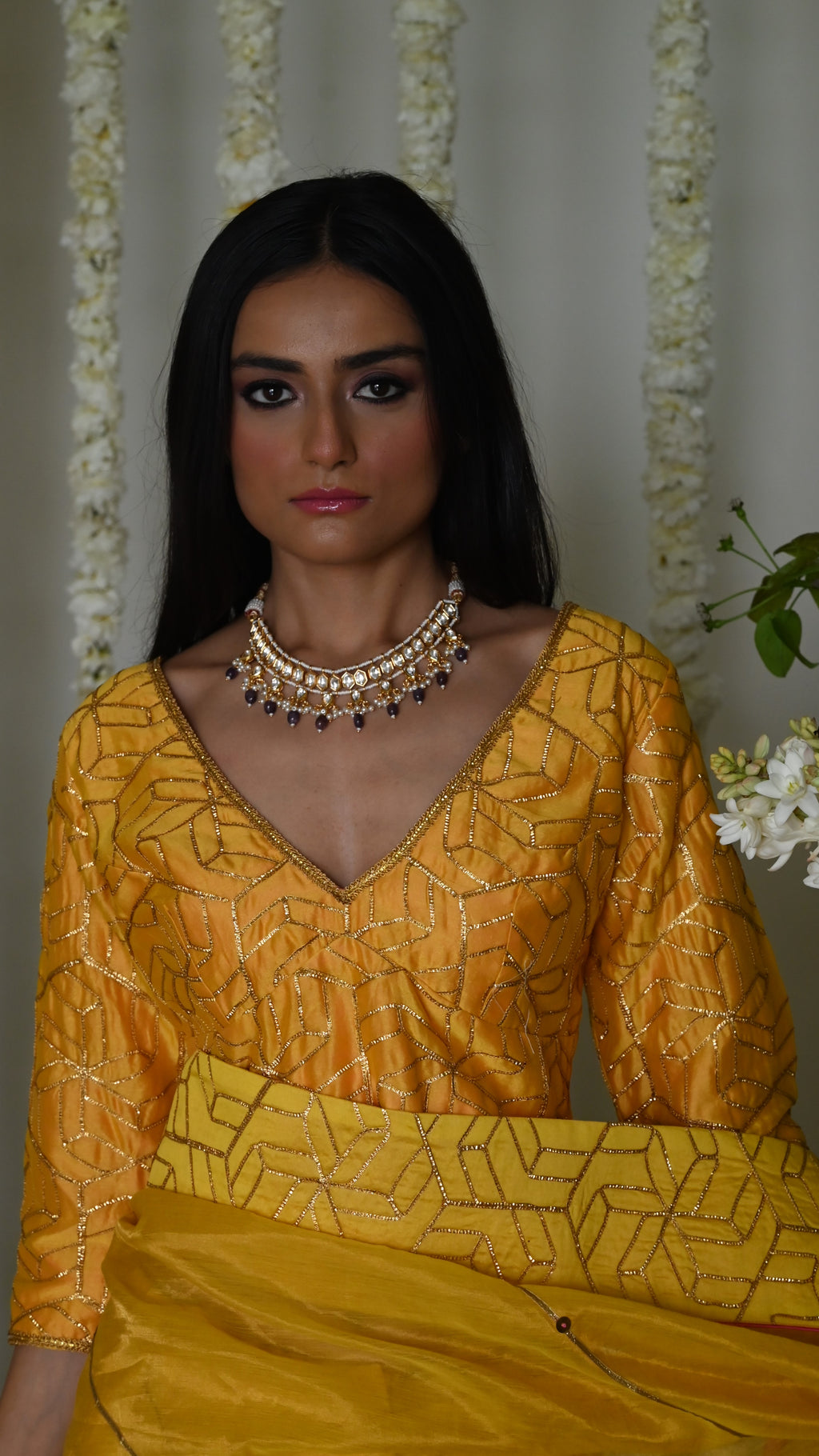 Jodhpur gota blouse in yellow