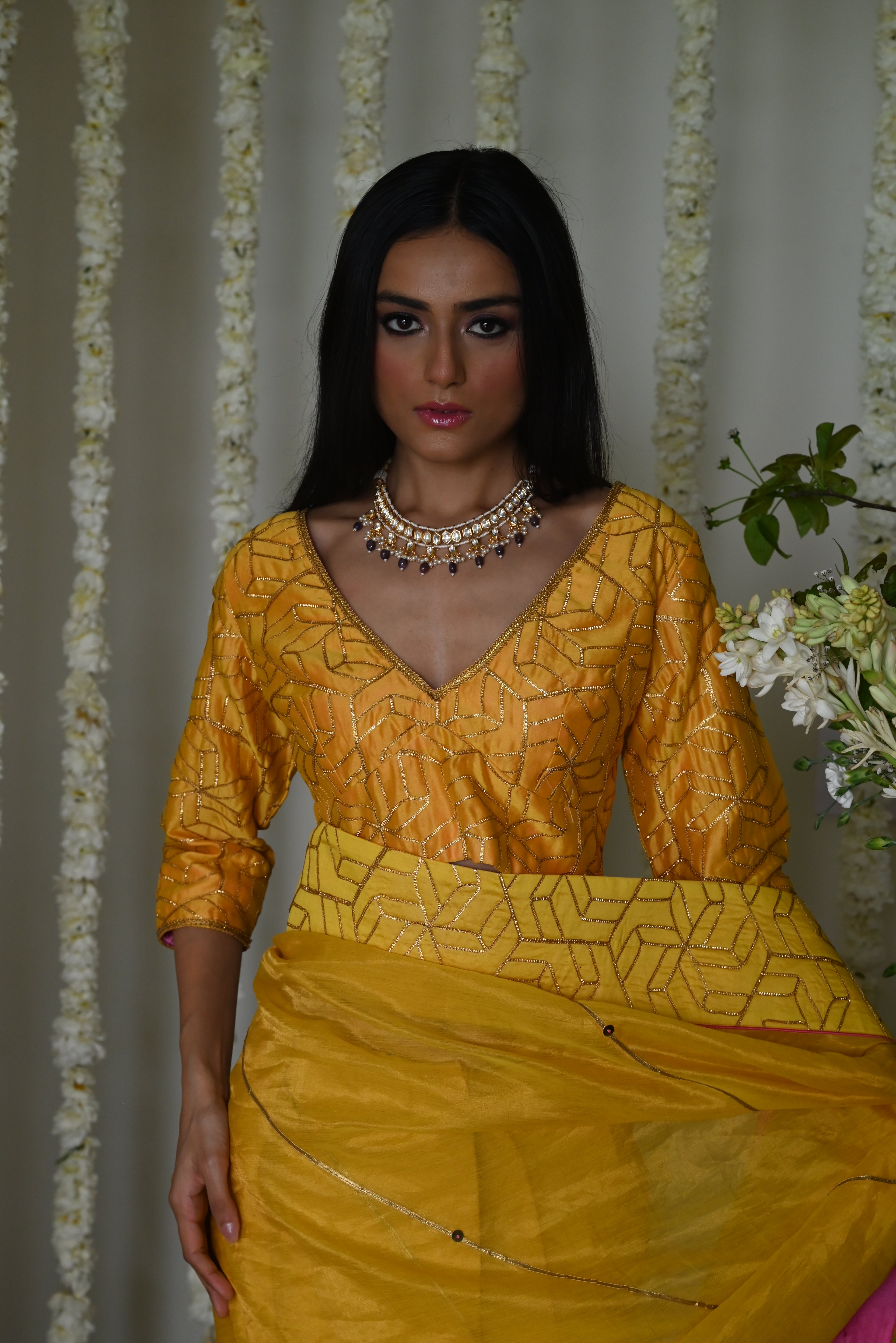 Jodhpur gota blouse in yellow