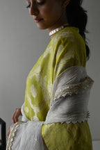 Dupatta in Silver Crushed Tissue