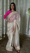 Jodhpur Gota Saree in Ivory