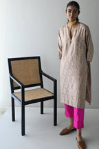 Jhabla Kurta in Nude Brocade with Hot Pink Pant