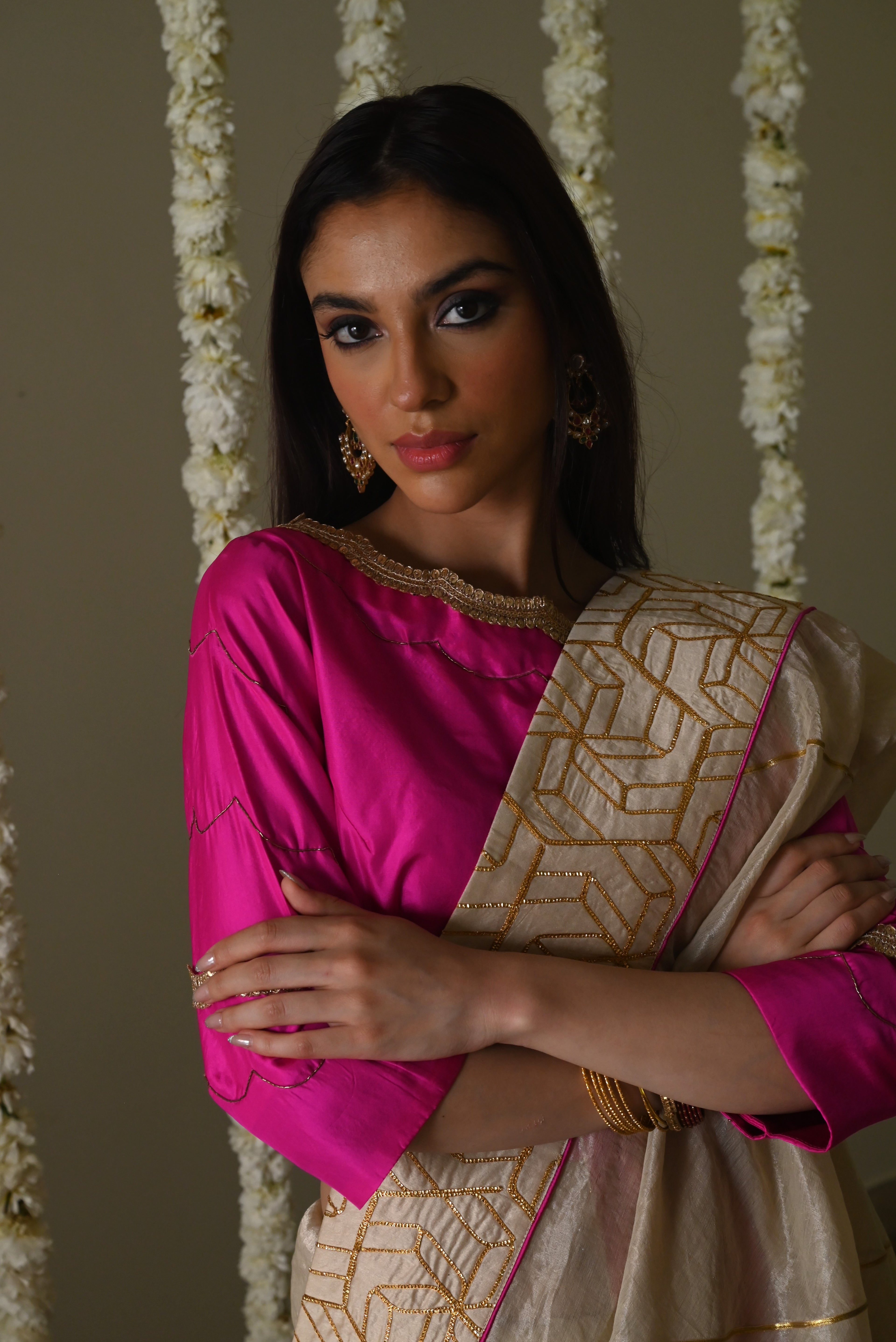 Jodhpur Gota Saree in Ivory