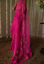 Jahan Ara Saree in Hot pink