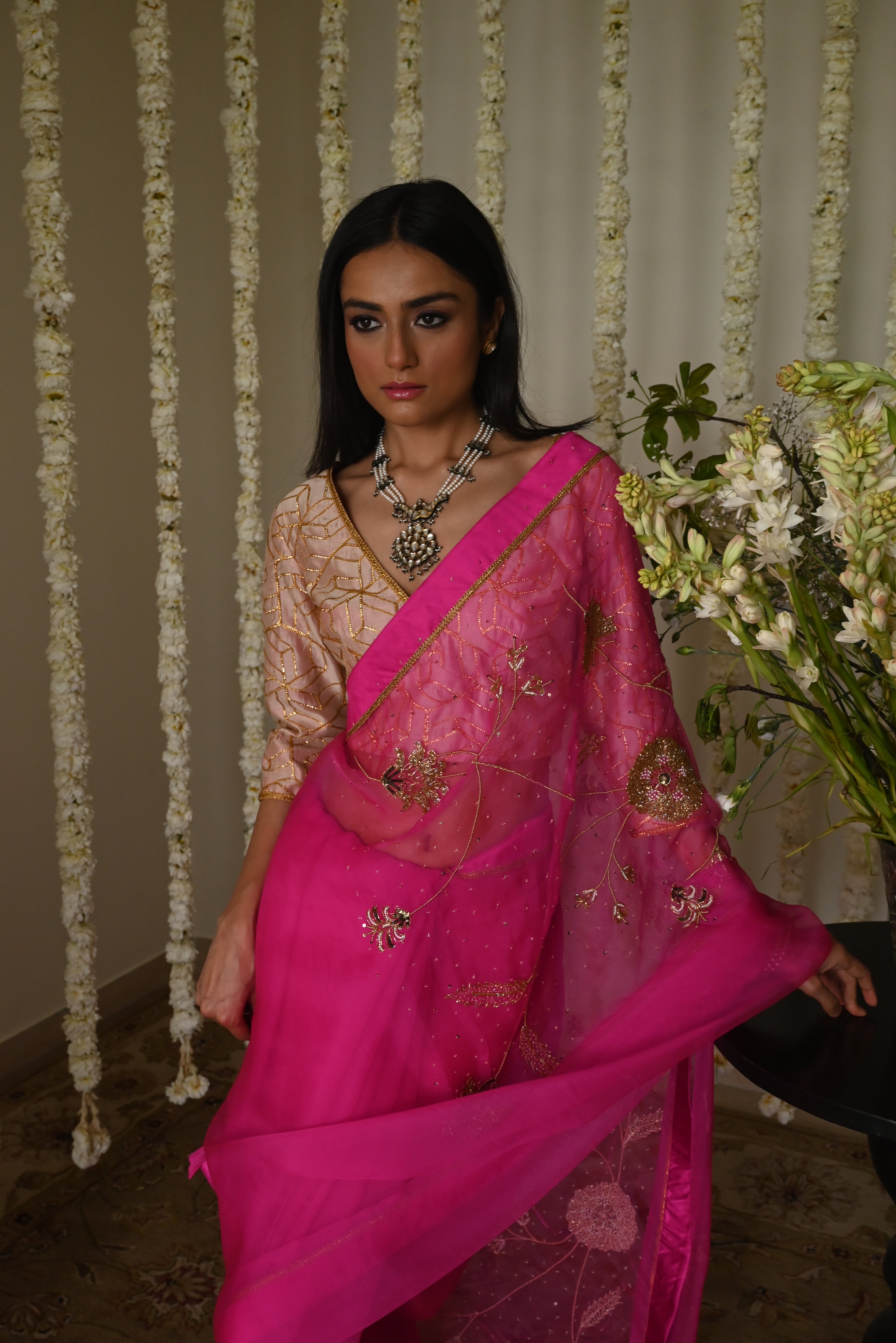 Jodhpur gota Blouse in Deep ivory