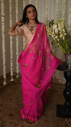 Jahan Ara Saree in Hot pink