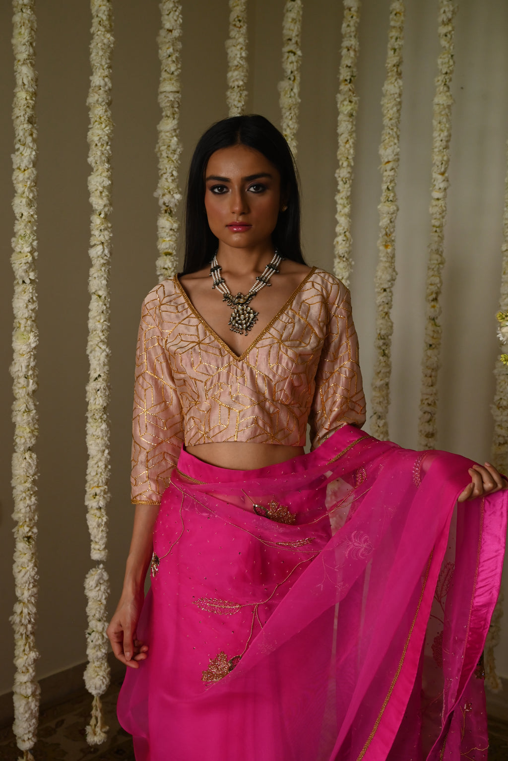 Jodhpur gota Blouse in Deep ivory