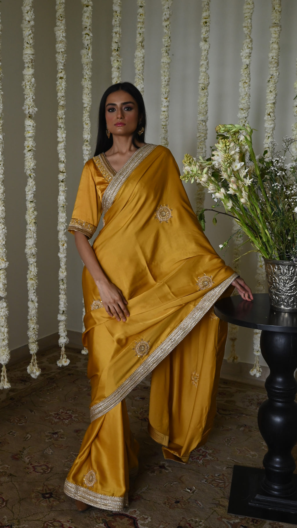 Laddoo saree in Ochre