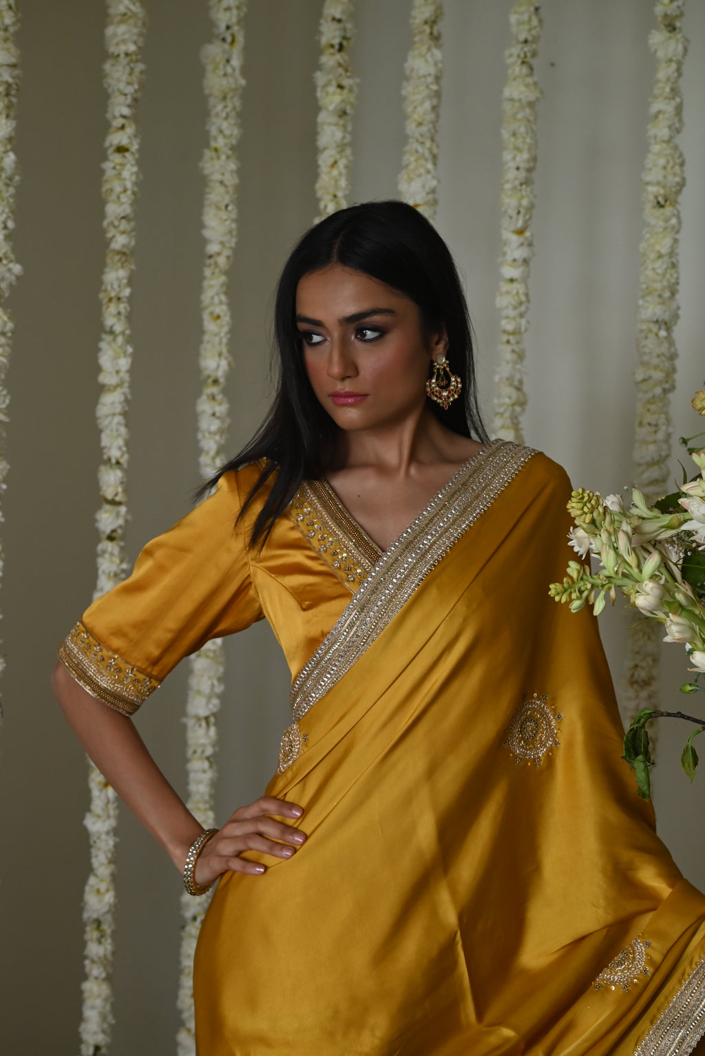Laddoo saree in Ochre