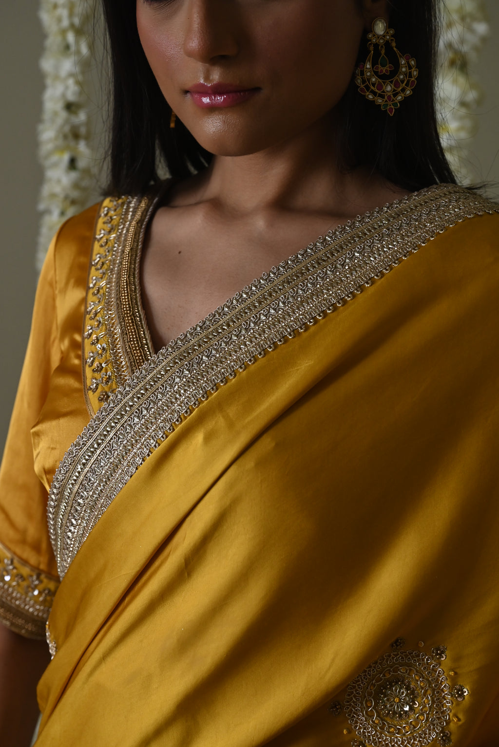 Laddoo saree in Ochre