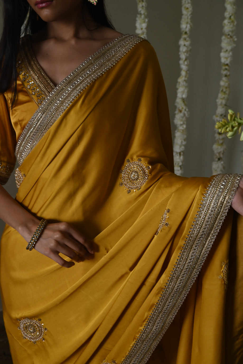 Laddoo saree in Ochre