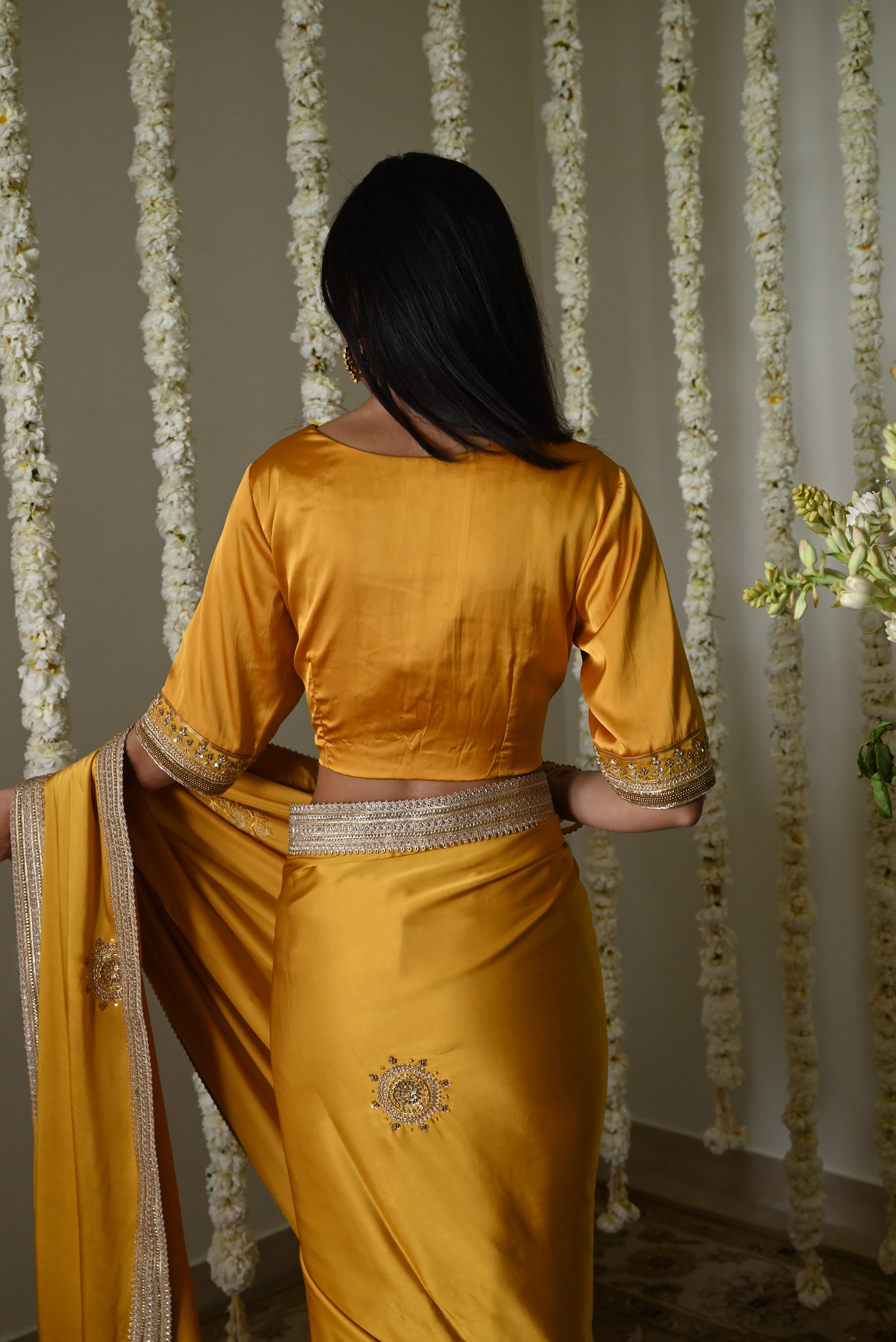 Laddoo saree in Ochre