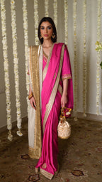Laddoo saree in Hot pink