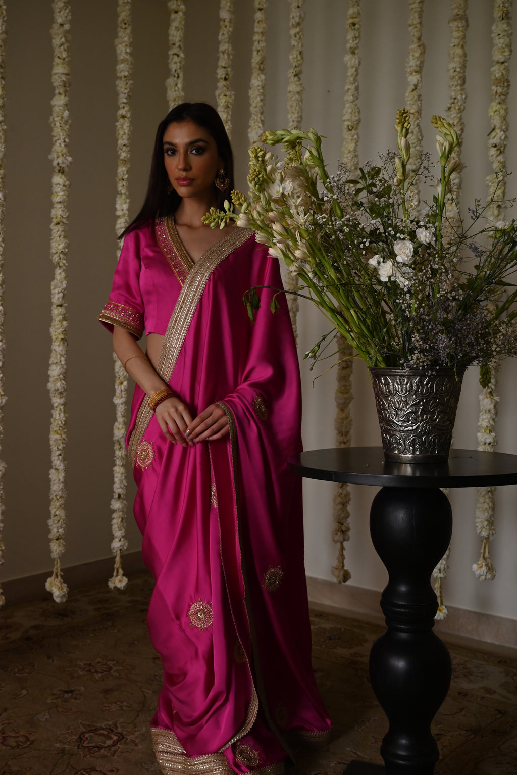 Laddoo saree in Hot pink