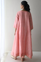 Boho Kurta in Rose Pink Handloom Tissue with Rose Pink Pant