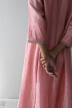 Boho Kurta in Rose Pink Handloom Tissue with Rose Pink Pant