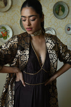 Princess Maxi Dress in Brown Silk