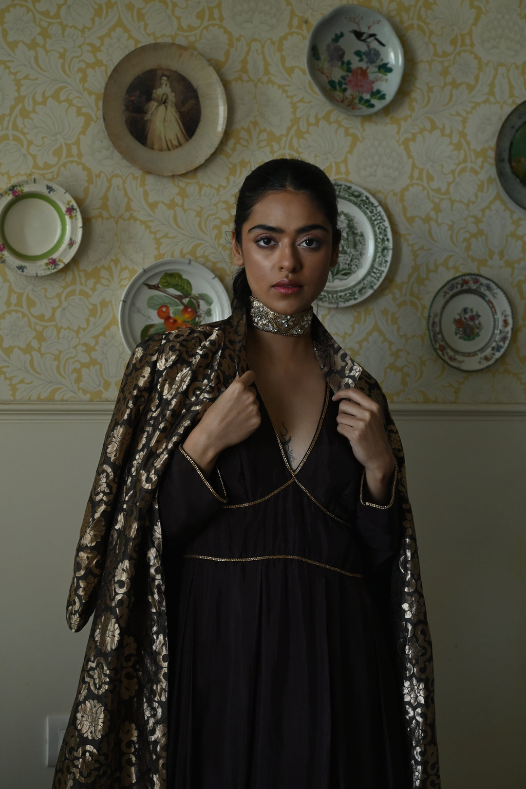 Princess Maxi Dress in Brown Silk