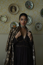 Princess Maxi Dress in Brown Silk