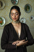 Princess Maxi Dress in Brown Silk